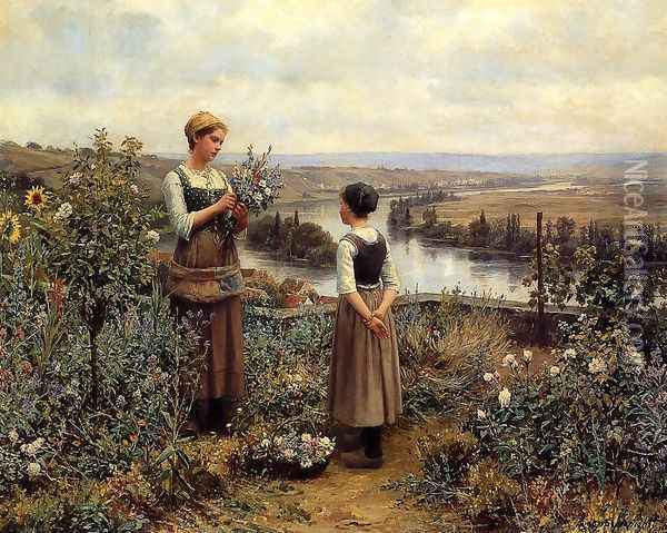 Picking Flowers Oil Painting - Daniel Ridgway Knight