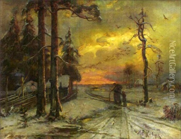 Soiree D'hiver Oil Painting - Yuliy Yulevich (Julius) Klever