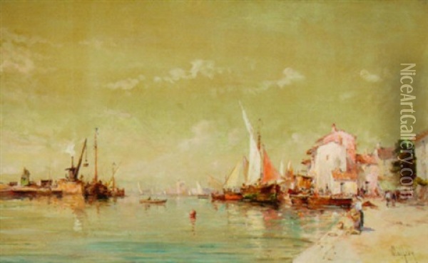 The Grand Harbor Oil Painting - Henri Malfroy-Savigny