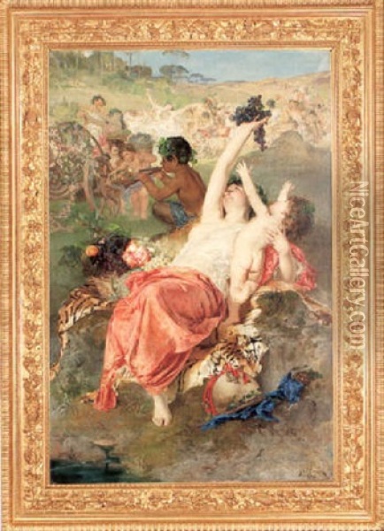 Vilan Bacchant Oil Painting - Julius Johann Ferdinand Kronberg