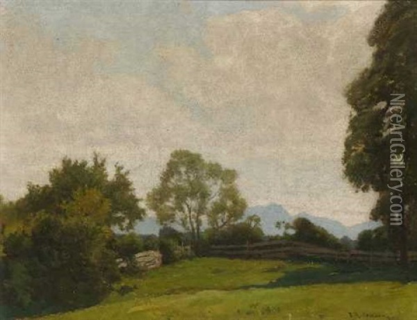 Weide In Sommerlicher Voralpenlandschaft Oil Painting - Fritz Wilhelm Rabending