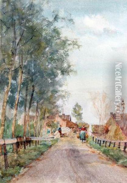 In A Dutch Village Oil Painting - Claude Hayes
