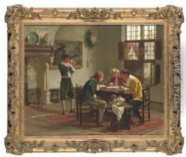 The Game Of Dice Oil Painting - Albert Friedrich Schroder