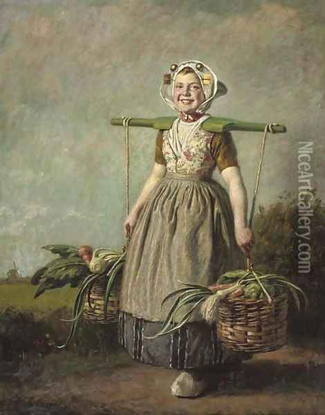 A cheerful Dutch girl Oil Painting - Hermann Knopf