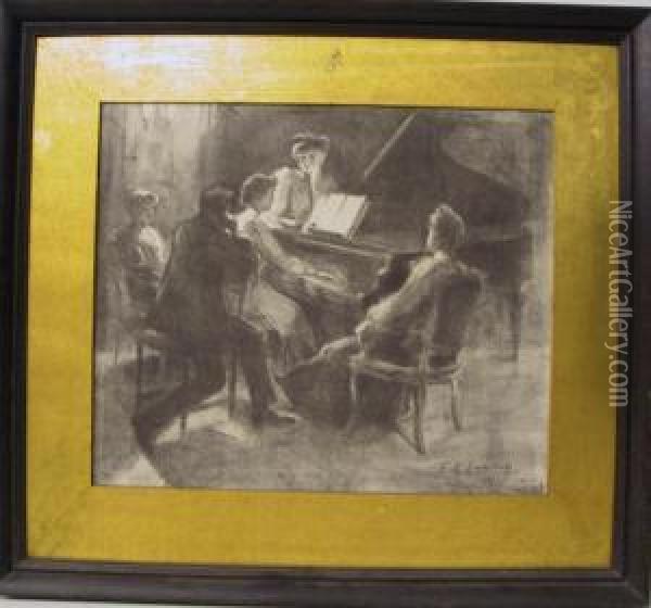 Het Pianoconcert Oil Painting - Georges Lemmers