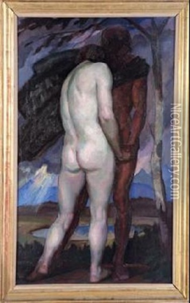 Dia Y Noche (desnudos) Oil Painting - Gustavo De Maeztu