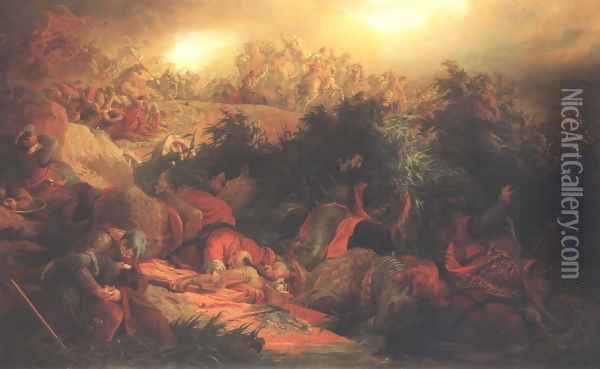 The Battle at Mohacs 1866 Oil Painting - Bertalan Szekely