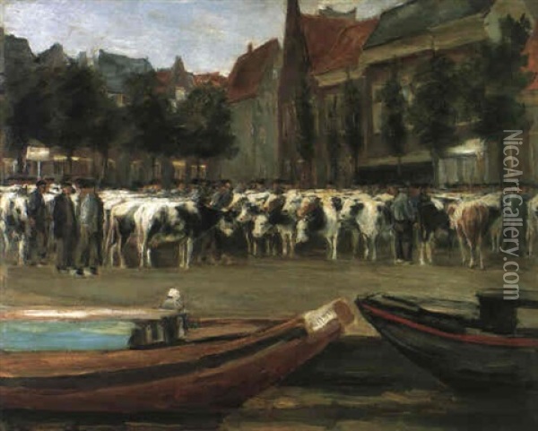 Rindermarkt In Leyden Oil Painting - Max Liebermann