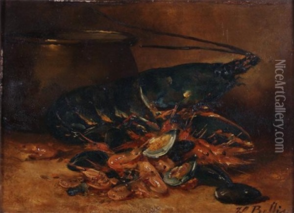 Homard Et Crustaces Oil Painting - Hubert Bellis