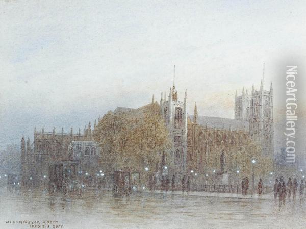 Westminster Abbey At Dusk Oil Painting - Frederick E.J. Goff