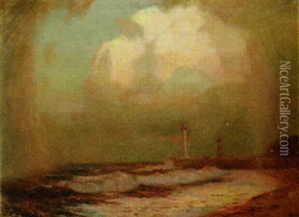 Lighthouse Oil Painting - Julius Olsson