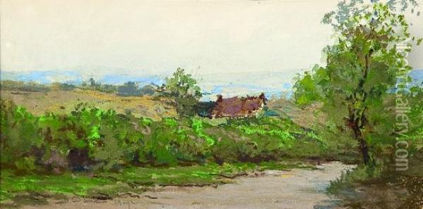 Cottage In A Country Lane Oil Painting - William Parsons W. Dana