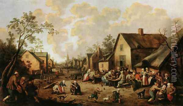 Village Street 1654 Oil Painting - Joost Cornelisz. Droochsloot