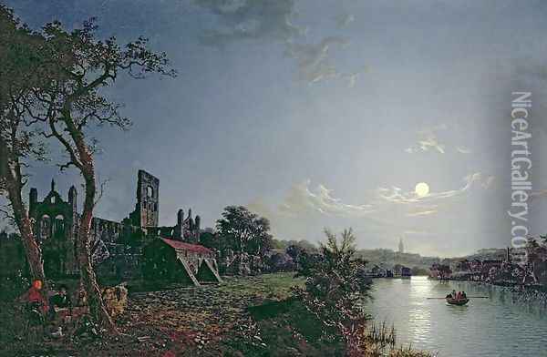 Morning with a View of Kirkstall Abbey Oil Painting - Henry Pether