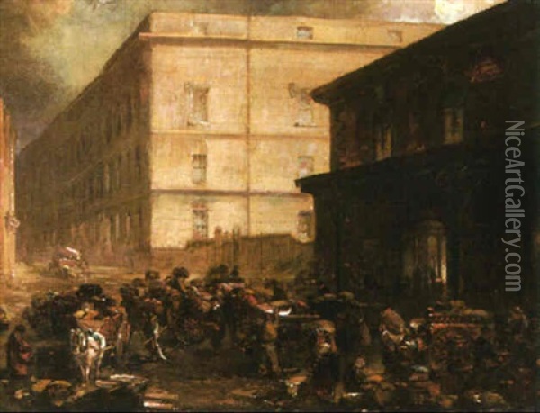 View Of Burlington Gate, London Oil Painting - Joseph Axe Sleap