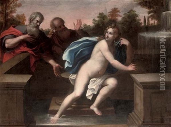 Susanna And The Elders Oil Painting - Pietro (Libertino) Liberi