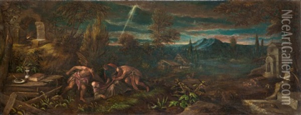 Die Versuchungen Des Heiligen Antonius Oil Painting - Jacopo dal Ponte Bassano