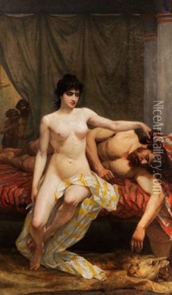 Samson Und Dalila Oil Painting - Charles-Borromee-Antoine Houry