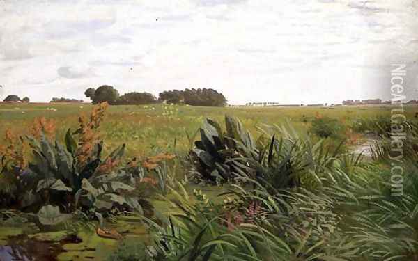 Between Geest and Marsh, c.1880 Oil Painting - Valentin Ruths