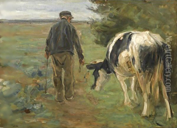 Bauer Mit Kuh (Farmer And Cow) Oil Painting - Max Liebermann