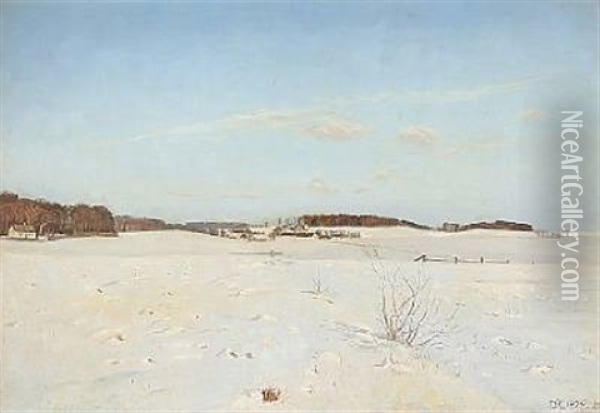 Winter Landscape Oil Painting - Hans Christian Knudsen