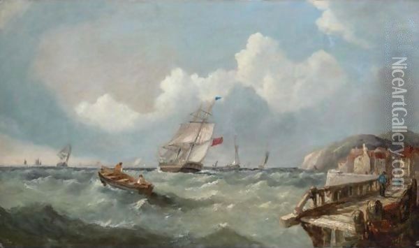 Shipping Leaving Harbour Oil Painting - John James Wilson