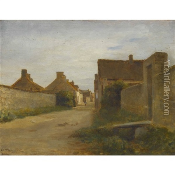 Bretonische Strassenpartie Oil Painting - Pierre Edouard Frere