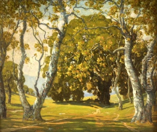 Through The Sycamores Oil Painting - Charles L.A. Smith