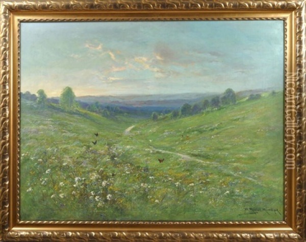 Sommerliche Wiesenlandschaft Bei Langebruck, Im Hintergrund Die Dresdener Heide Oil Painting - Moritz Mueller the Elder