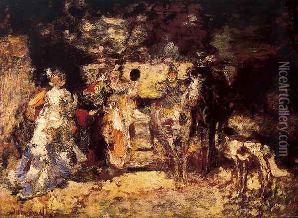 Ladies in a park Oil Painting - Adolphe Joseph Thomas Monticelli