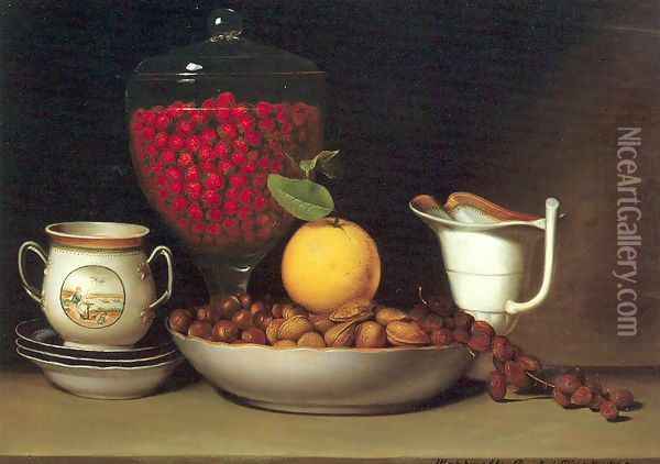 Still Life- Strawberries and Nuts 1822 Oil Painting - Raphaelle Peale