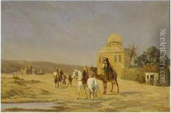 In The Desert Oil Painting - Ch. Theodore, Bey Frere
