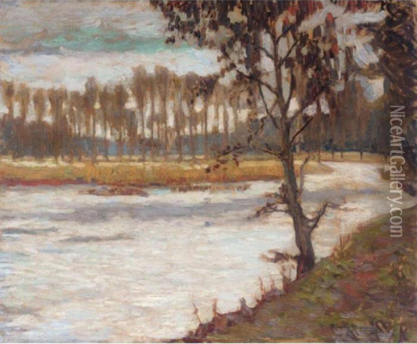 Autumn Landscape With Lake Oil Painting - Alexander Altmann