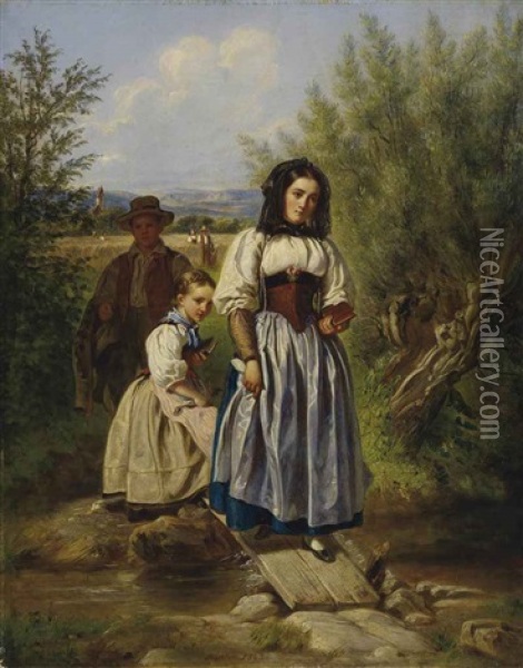 Kirchgang Oil Painting - Johann Friedrich Dietler