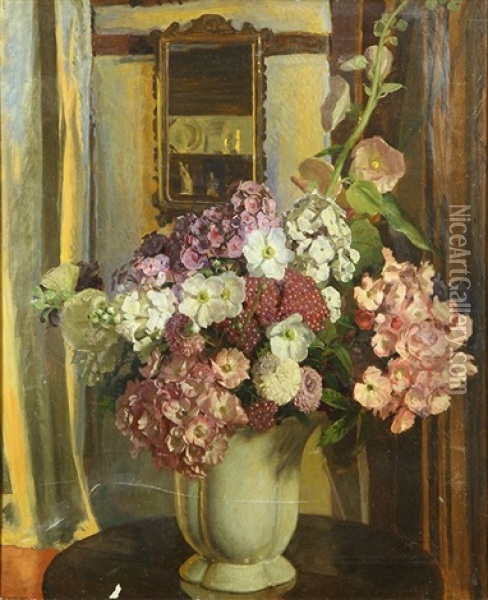 Still-life With Flowers In A Vase Oil Painting - Charles Daniel Ward