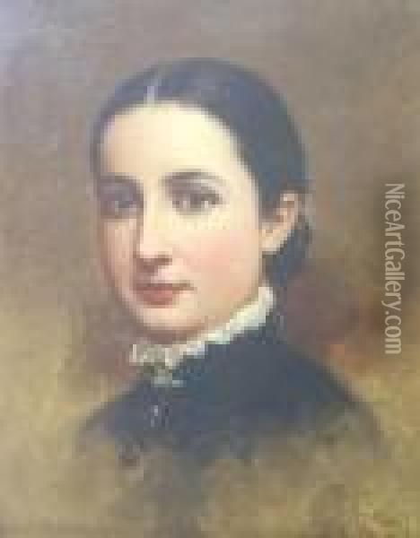 Portrait Of Miss Lizzie Markley Hartman Oil Painting - Samuel B. Waugh