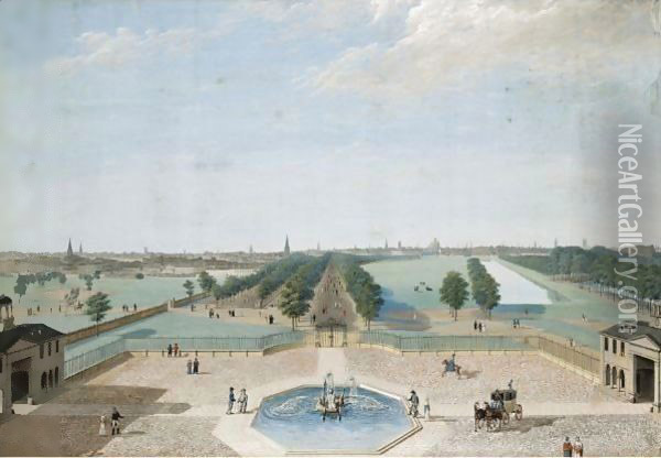 View Of St. James Park From Buckingham House Oil Painting - Karl-Georg Enslen