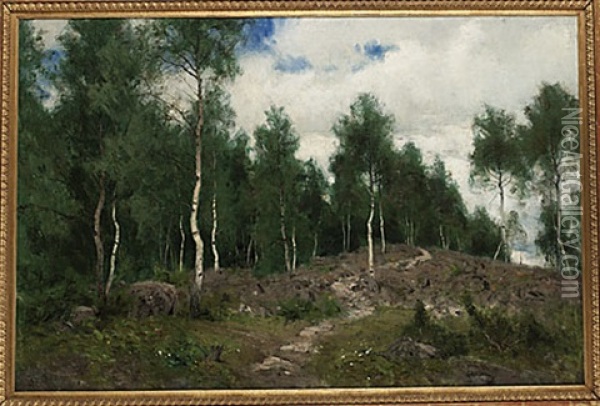 Sommarlandskap Med Bjorkar Oil Painting - Olof Arborelius