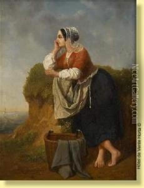 L'attente Du Pecheur Oil Painting - Pierre Joseph Toussaint