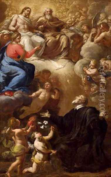 Vision of St Philip Neri Oil Painting - Giuseppe Passeri