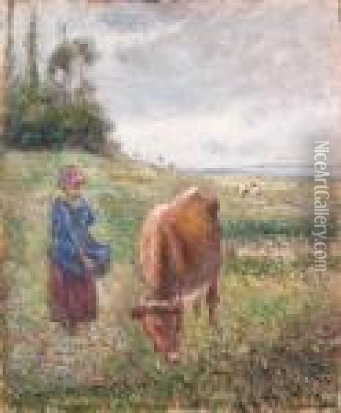 Gardeuse De Vache, Cte Des Grouettes, Pontoise Oil Painting - Camille Pissarro