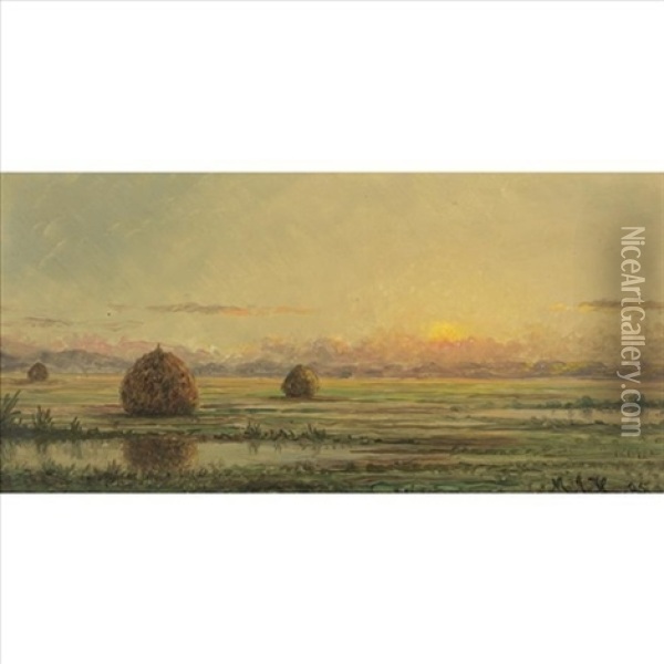 Sunset (sketch) Oil Painting - Martin Johnson Heade