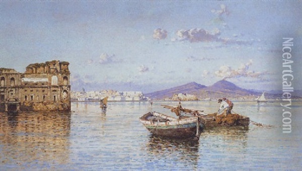 Fischer Mit Ihren Booten Vor Neapel Oil Painting - Giuseppe Carelli