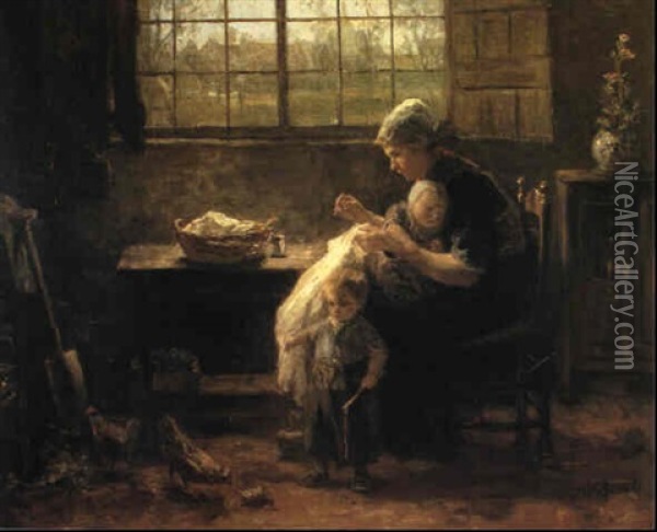 Mother's Tasks Oil Painting - Jozef Israels