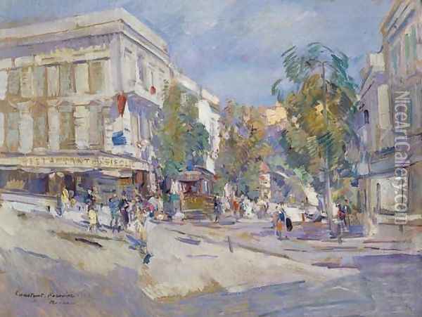 Street Scene in Monte Carlo Oil Painting - Konstantin Alexeievitch Korovin