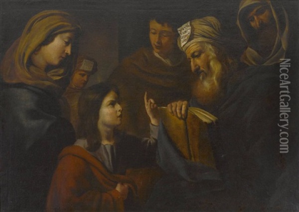Der Zwolfjahrige Christus Im Tempel Unter Den Schriftgelehrten Oil Painting -  Guercino