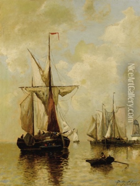 Fishing Boats In The Harbor Oil Painting - Paul Jean Clays