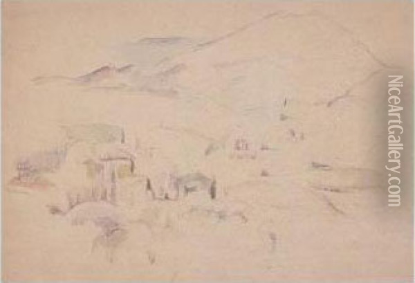 Montagne Sainte-victoire Oil Painting - Paul Cezanne