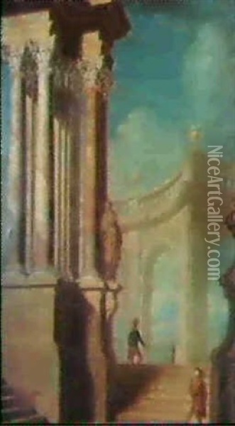 Zwei Architekturansichten Oil Painting - Gennaro Greco