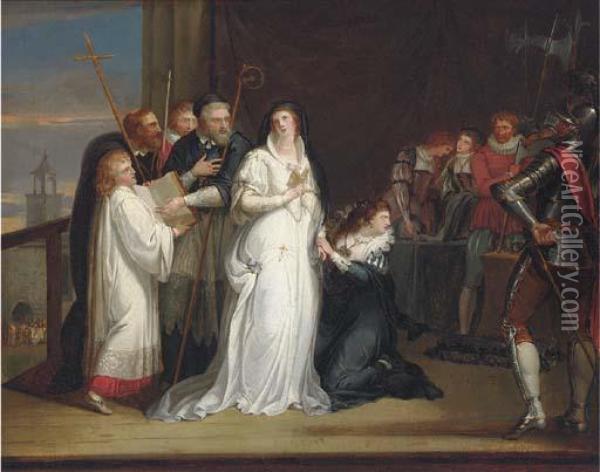Mary, Queen Of Scots, Taking Her Leave Of Sir Arthur Melville, Onher Way To Execution Oil Painting - Richard Westall
